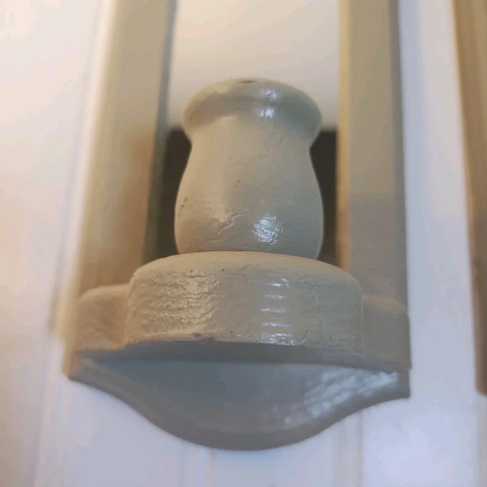 Pair Vintage Wood Gray Wall Candle‎ Sconce Mirror Farmhouse Cottage Painted 11